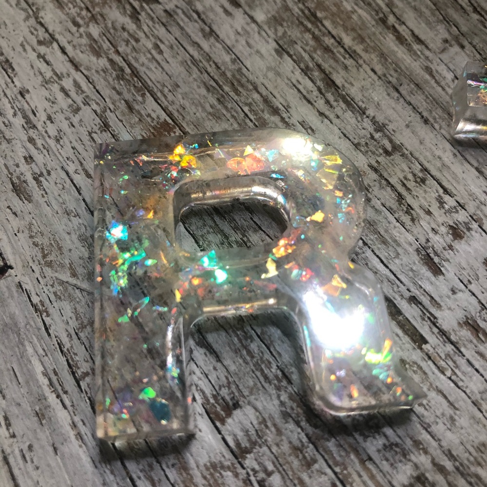 Aurora Rainbow Confetti Custom Letter Keychain - Picture 8 of 17